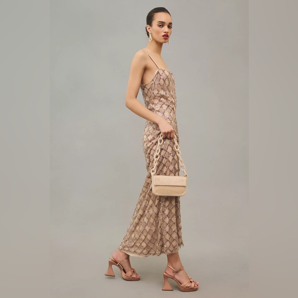 Anthropologie Let Me Be Checked Shine Dress